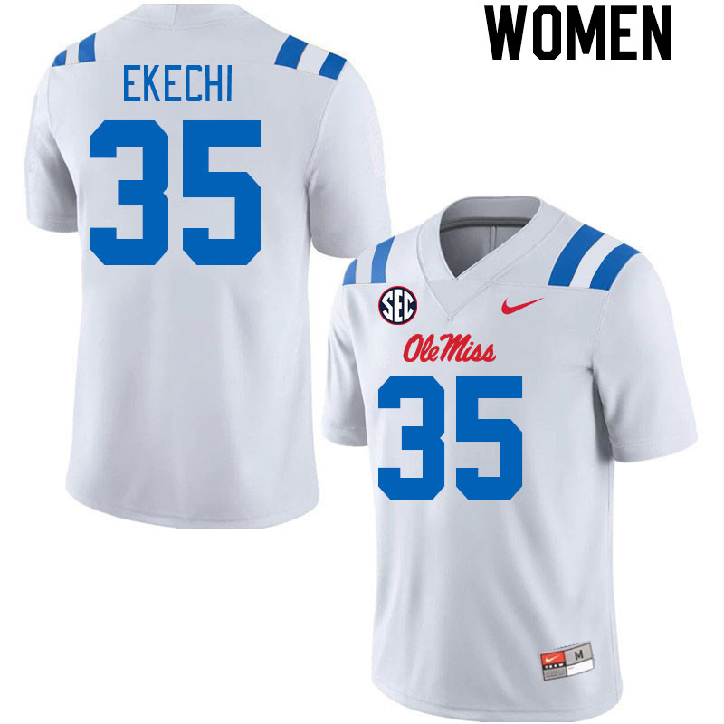 Women #35 Raphael Ekechi Ole Miss Rebels 2024 New Uniforms College Football Jerseys Stitched-White